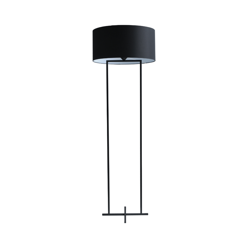 Cross fabric floor lamp with black frame