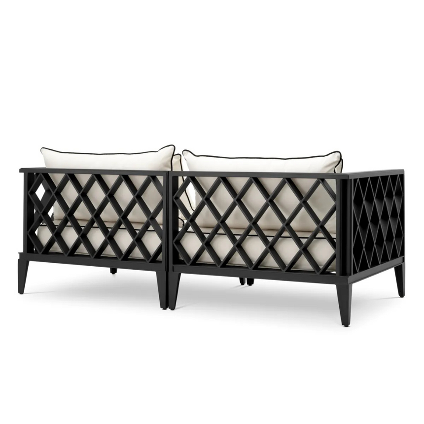 Ocean Club 2 személyes szövet kerti kanapé fekete lábbal