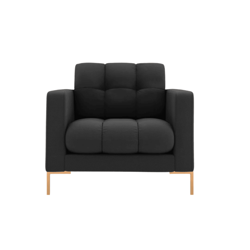 Mamaia fabric armchair with gold legs