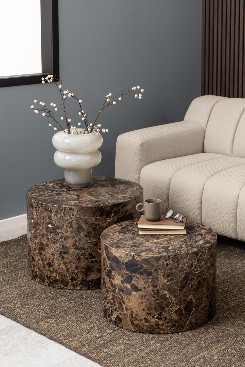 Dice marble effect coffee table set Ø58