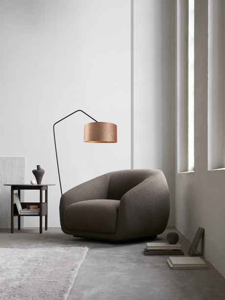 Arch fabric floor lamp with black frame 191x100