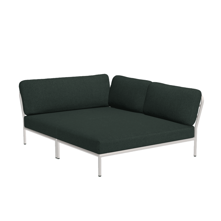 LEVEL COZY jobbos szövet sarokkanapé fehér lábbal - Dutch Home