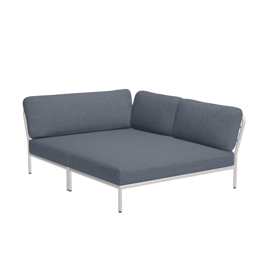 LEVEL COZY jobbos szövet sarokkanapé fehér lábbal - Dutch Home