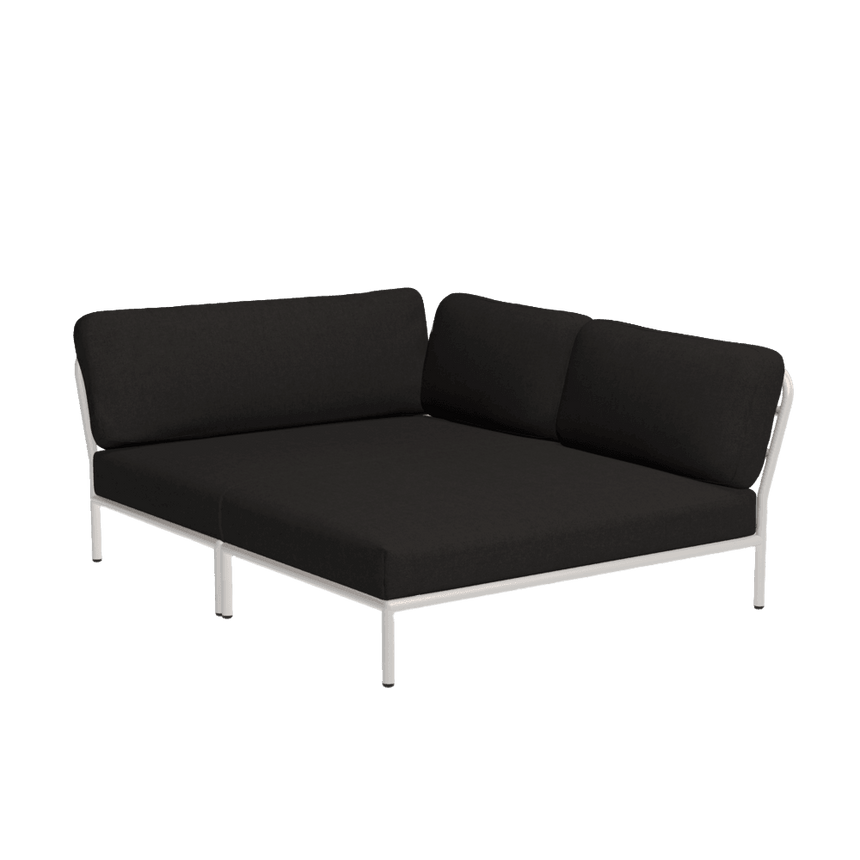 LEVEL COZY jobbos szövet sarokkanapé fehér lábbal - Dutch Home