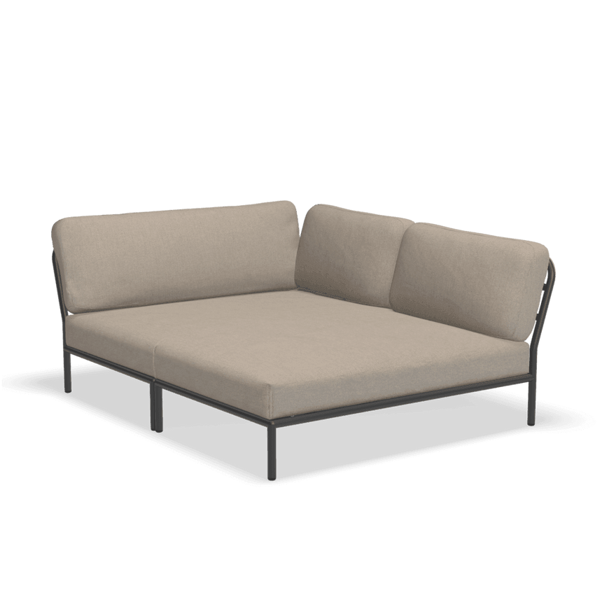 LEVEL COZY jobbos szövet sarokkanapé fekete lábbal - Dutch Home