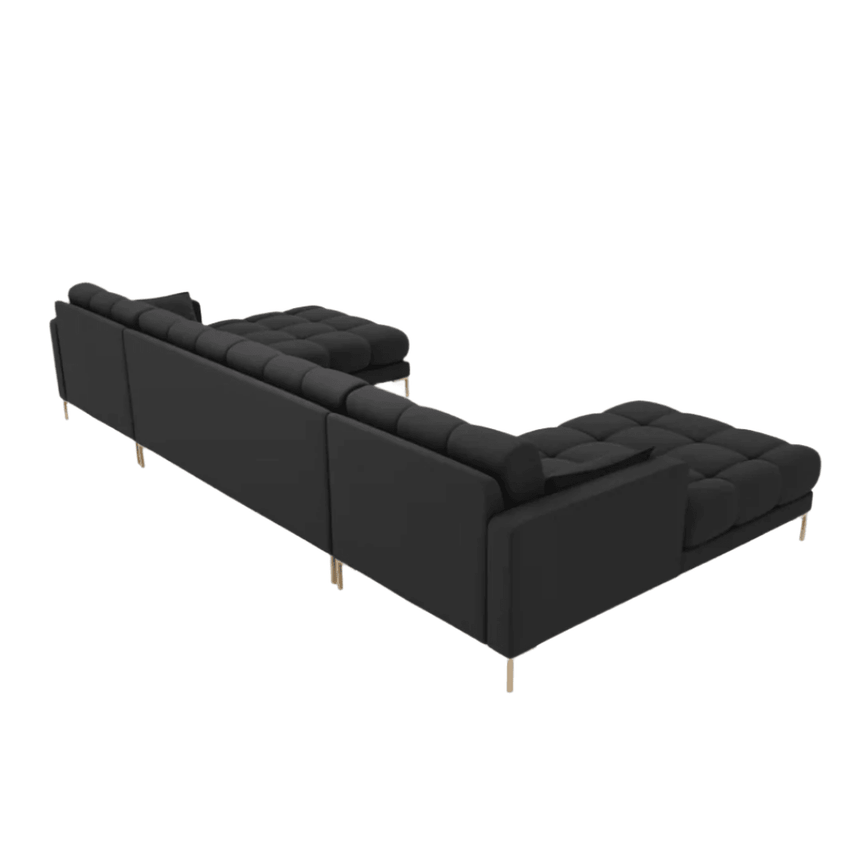 Mamaia U alakú szövet kanapé arany lábbal 383x185