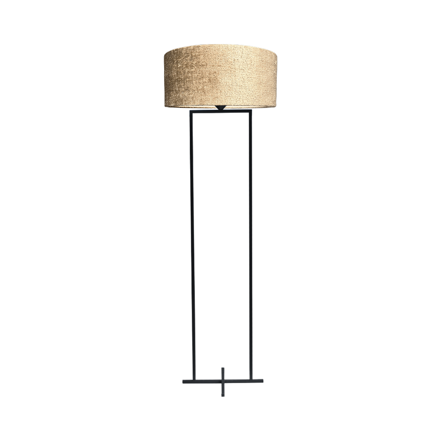 Cross fabric floor lamp with black frame