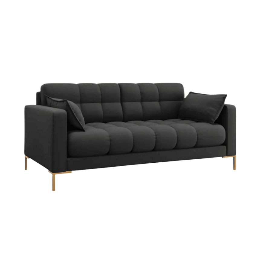 Mamaia 2-seater fabric sofa with gold legs