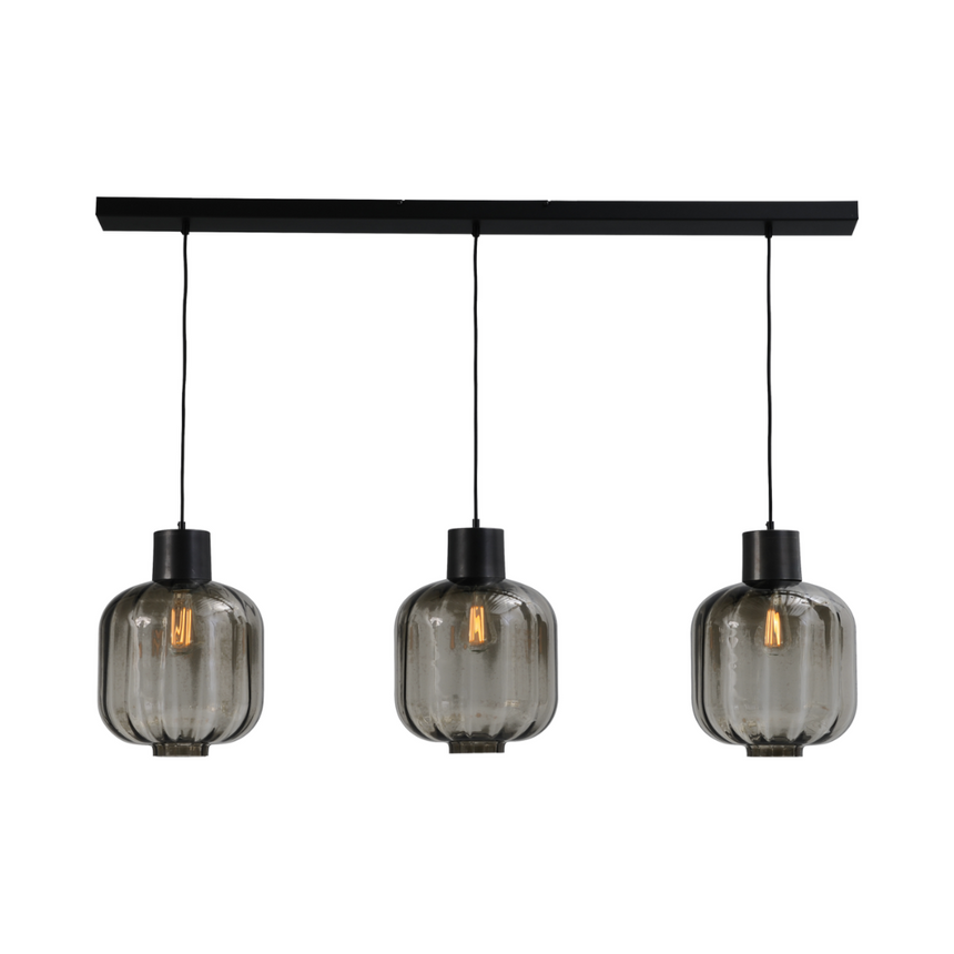 Lett Rib üveg függőlámpa fekete foglalattal