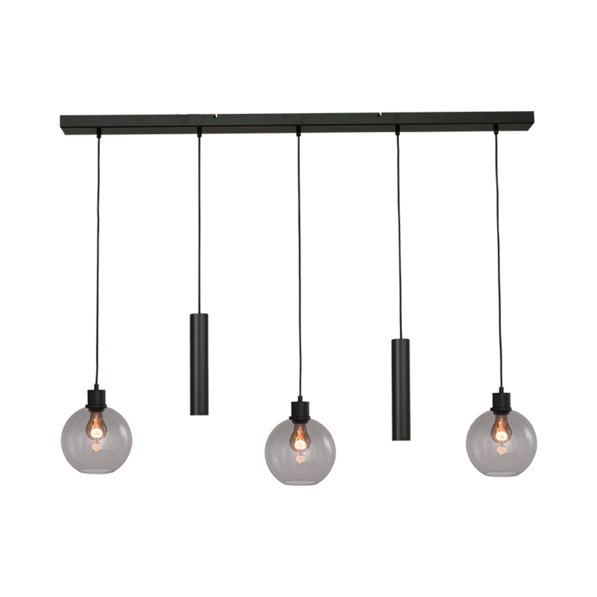 Lazise világosszürke üveg függőlámpa fekete foglalattal