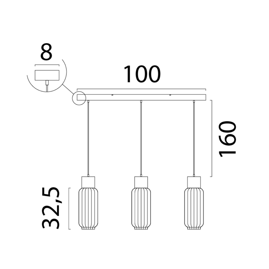 Lett Rib matt üveg függőlámpa réz foglalattal