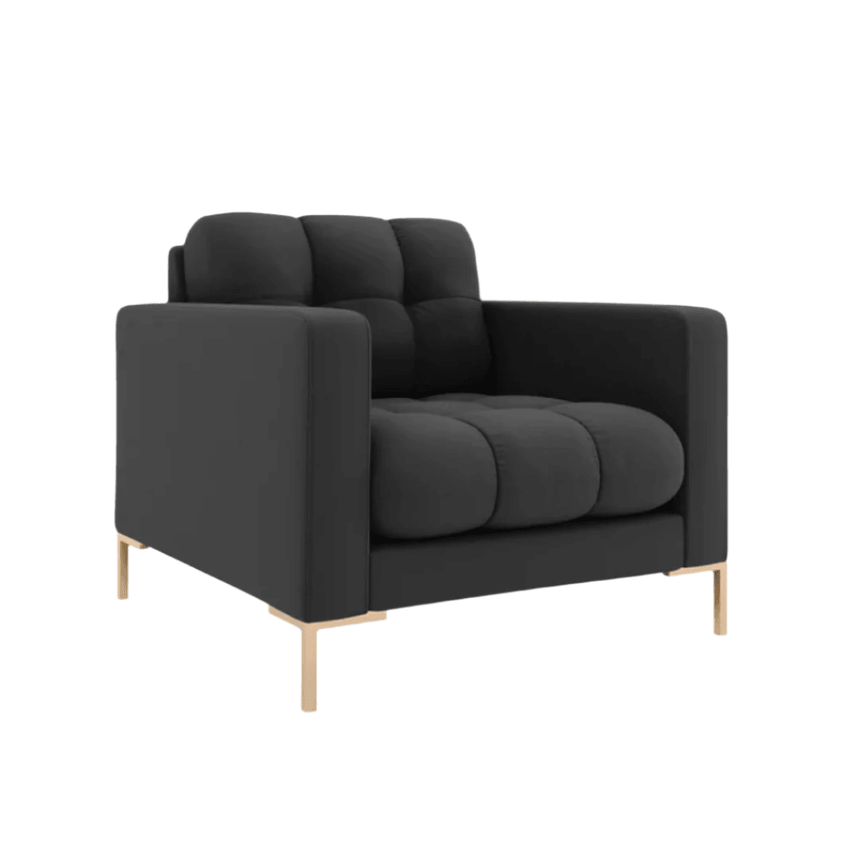 Mamaia fabric armchair with gold legs