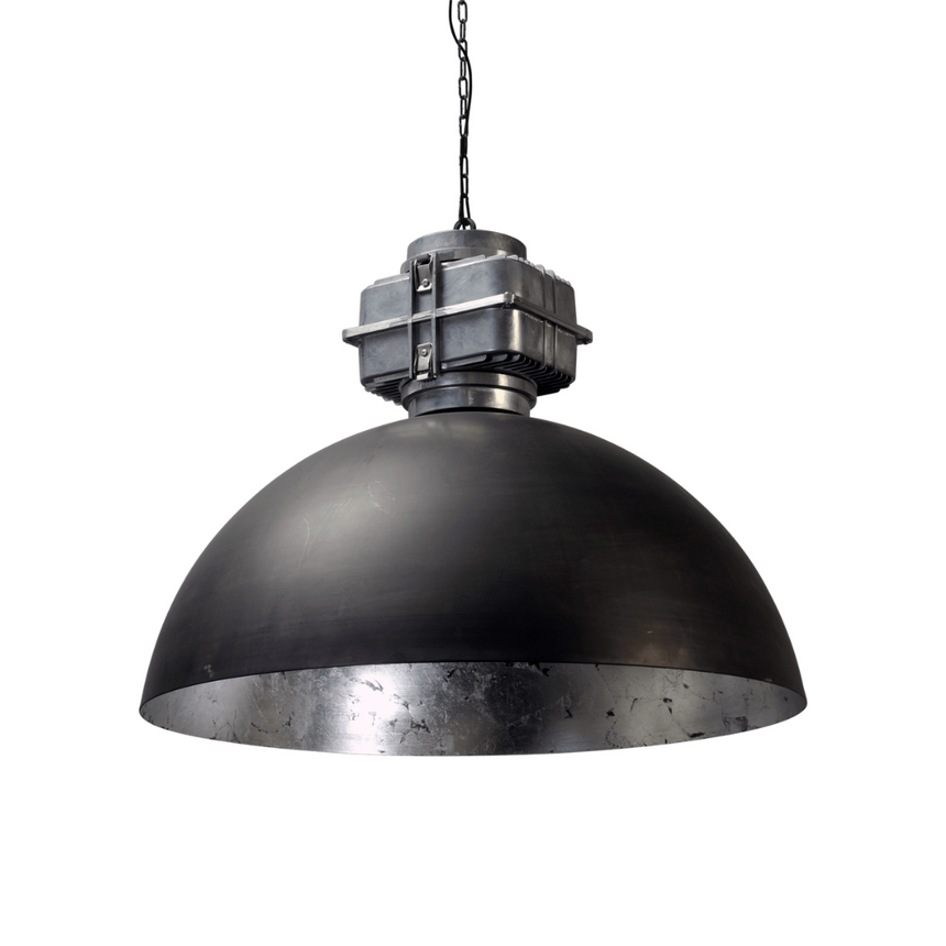 Larino 1-bulb black metal pendant lamp with silver interior