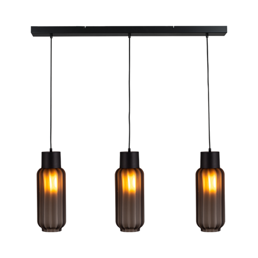 Lett Rib matt üveg függőlámpa fekete foglalattal