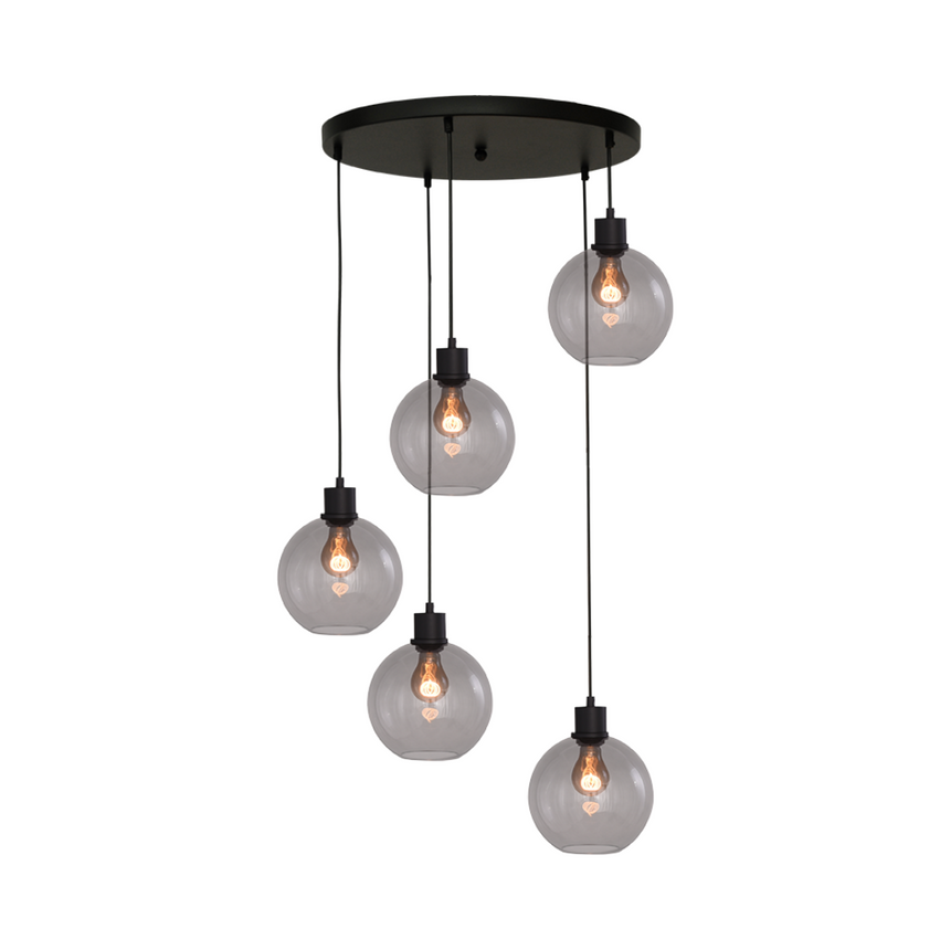 Lazise világosszürke üveg függőlámpa fekete foglalattal