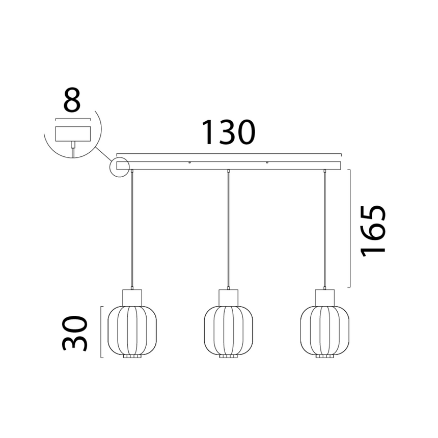 Lett Rib üveg függőlámpa fekete foglalattal