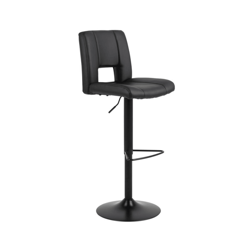 Sylvia textile leather bar stool with black legs