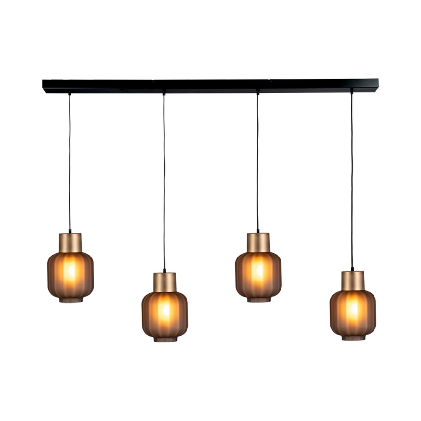 Lett Rib matt üveg függőlámpa réz foglalattal