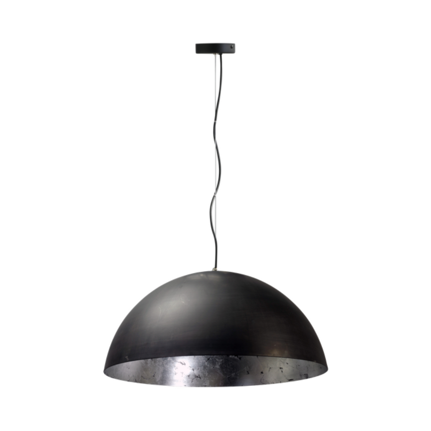 Larino 1-bulb black metal pendant lamp with silver interior