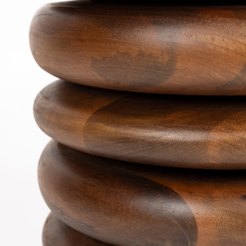 Disc wooden storage table