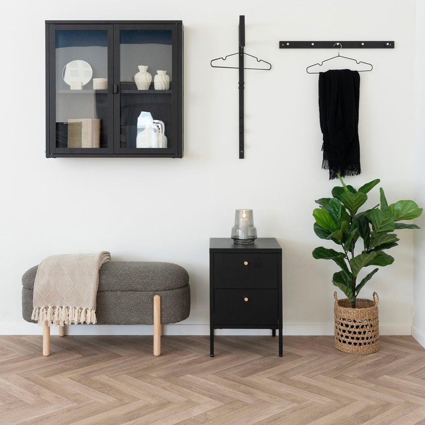 Branca fabric bench with storage