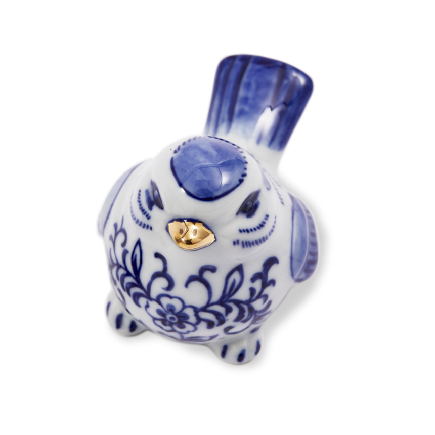 Blue Bird Family porcelán dekoráció