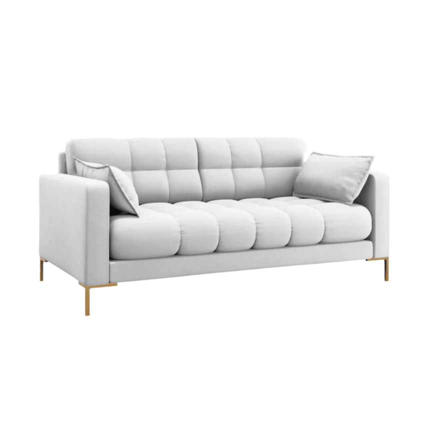 Mamaia 2-seater fabric sofa with gold legs