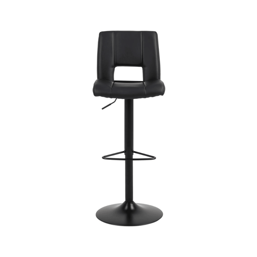 Sylvia textile leather bar stool with black legs