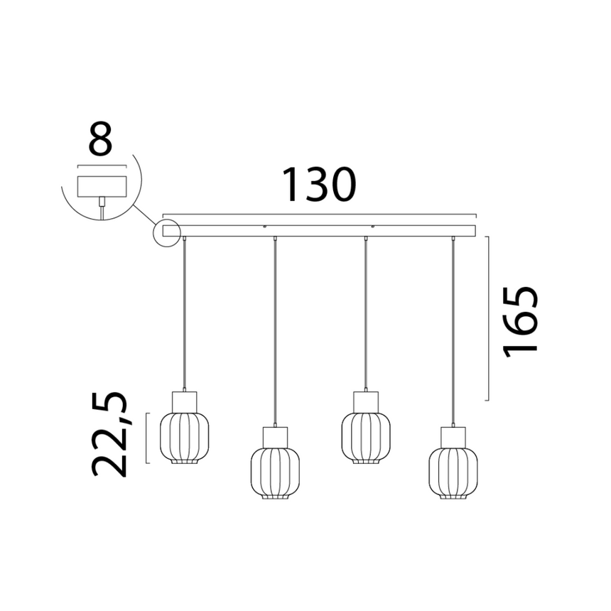Lett Rib matt üveg függőlámpa réz foglalattal