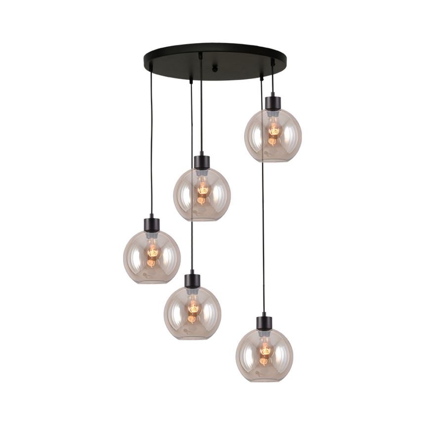 Lazise arany üveg függőlámpa fekete foglalattal