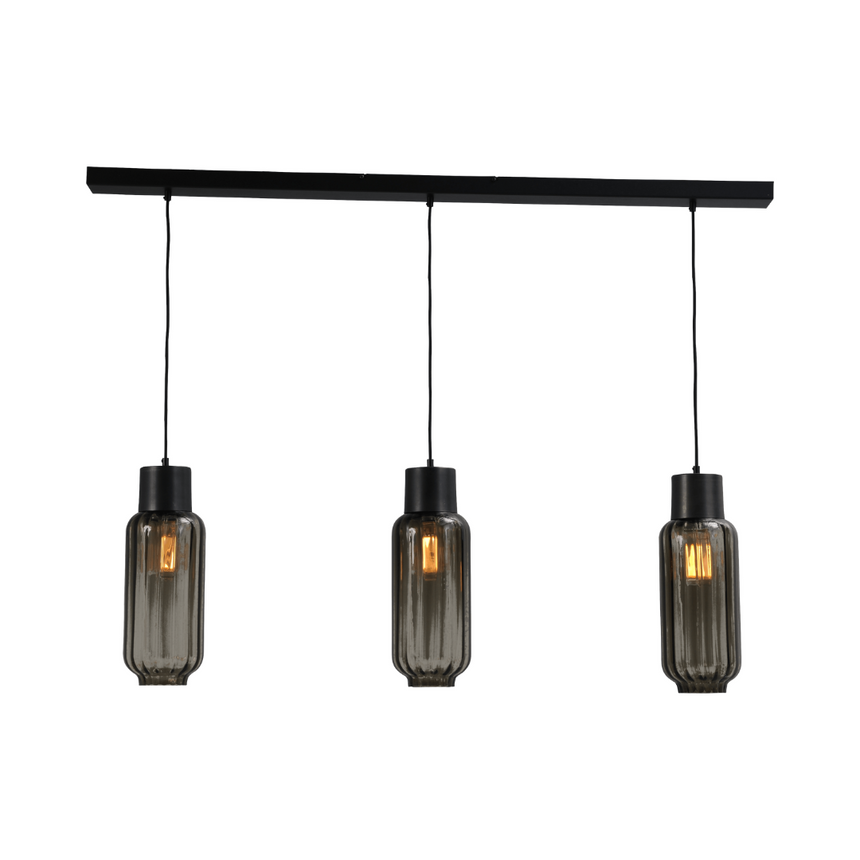 Lett Rib üveg függőlámpa fekete foglalattal