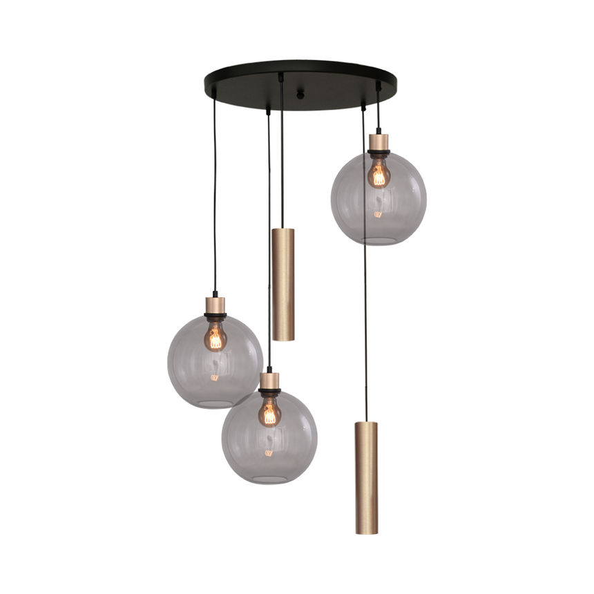 Lazise világosszürke üveg függőlámpa arany foglalattal