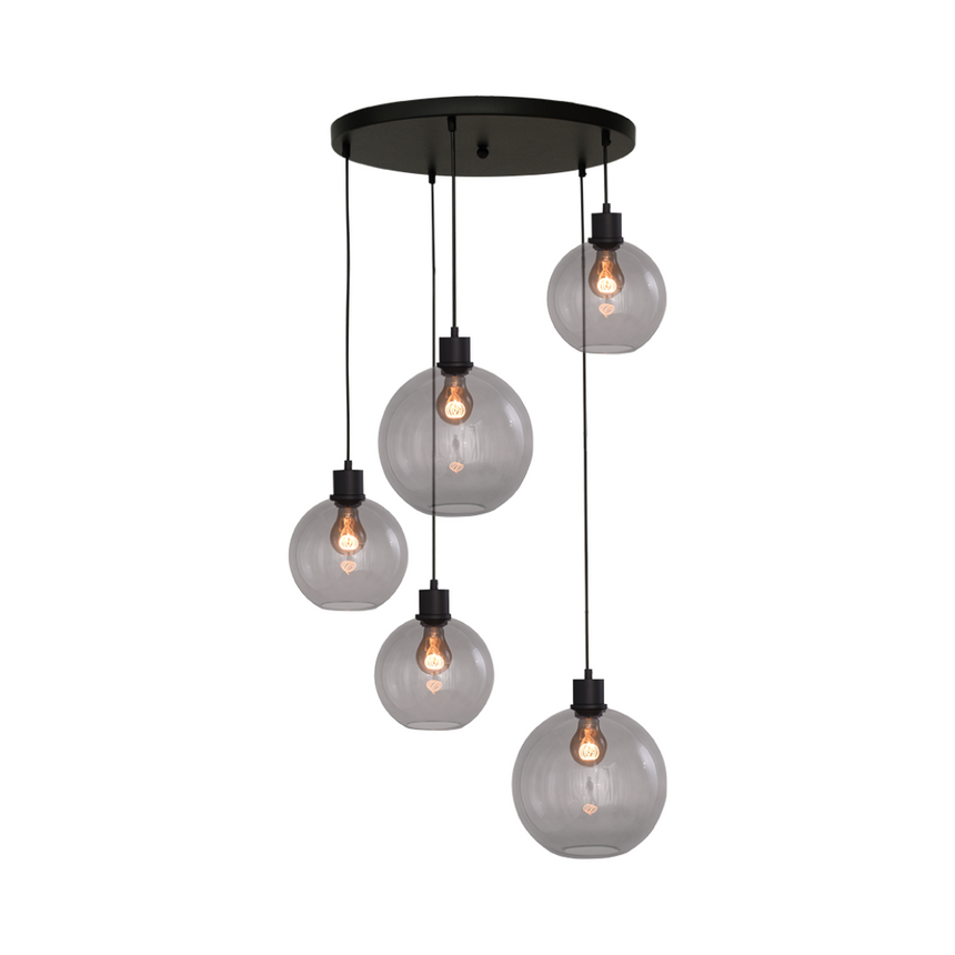 Lazise világosszürke üveg függőlámpa fekete foglalattal