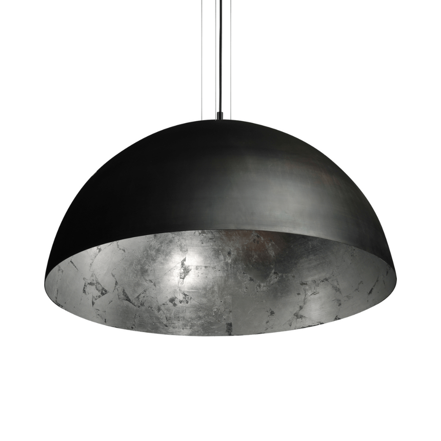 Larino 1-bulb black metal pendant lamp with silver interior