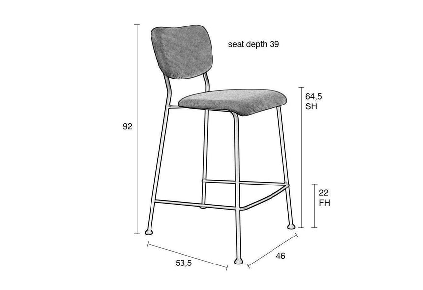 Benson kordbársony alacsony bárszék-5