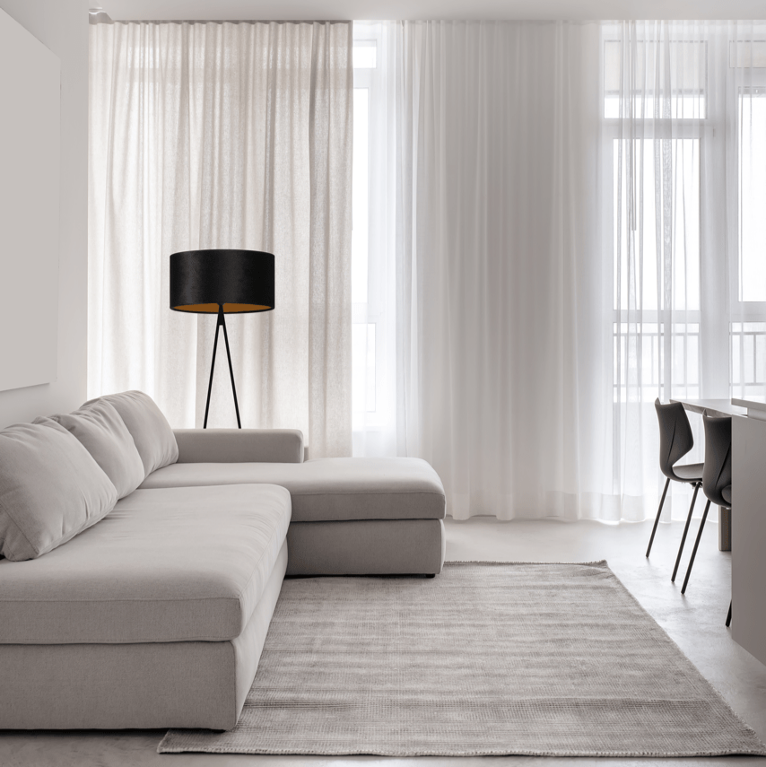 Cross Triangle fabric floor lamp with black frame