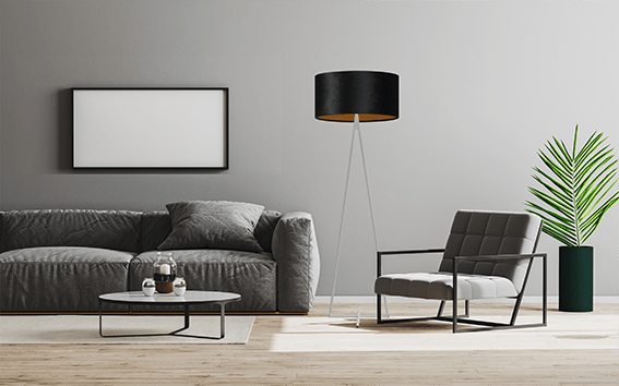 Cross Triangle fabric floor lamp with white frame