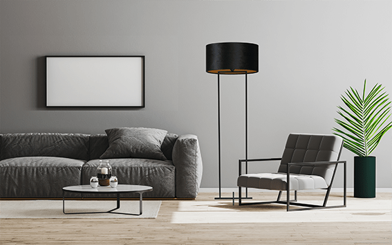 Cross fabric floor lamp with black frame