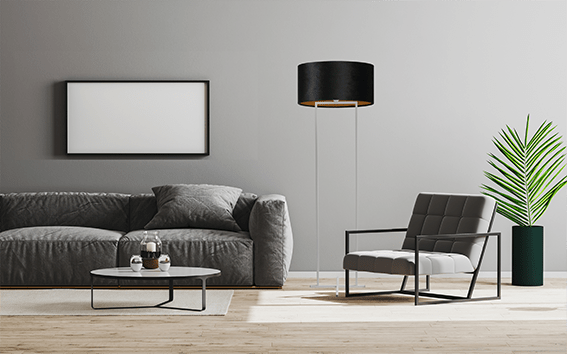 Cross fabric floor lamp with white frame