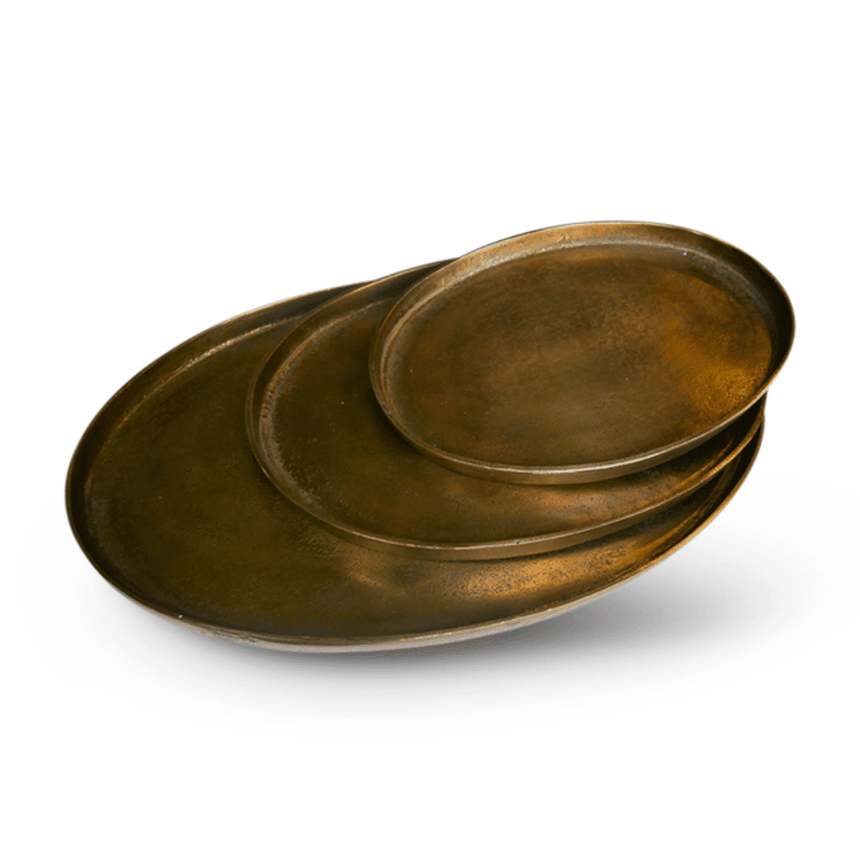 Antique metal tray set