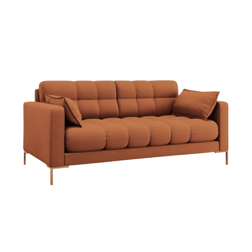 Mamaia 2-seater fabric sofa with gold legs