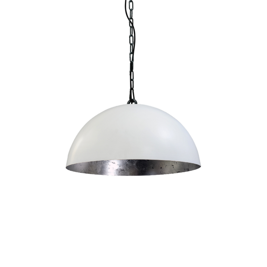Larino 1-bulb white metal pendant lamp with silver interior