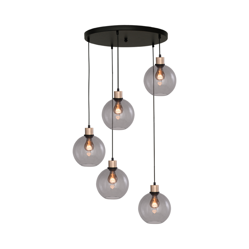 Lazise világosszürke üveg függőlámpa arany foglalattal