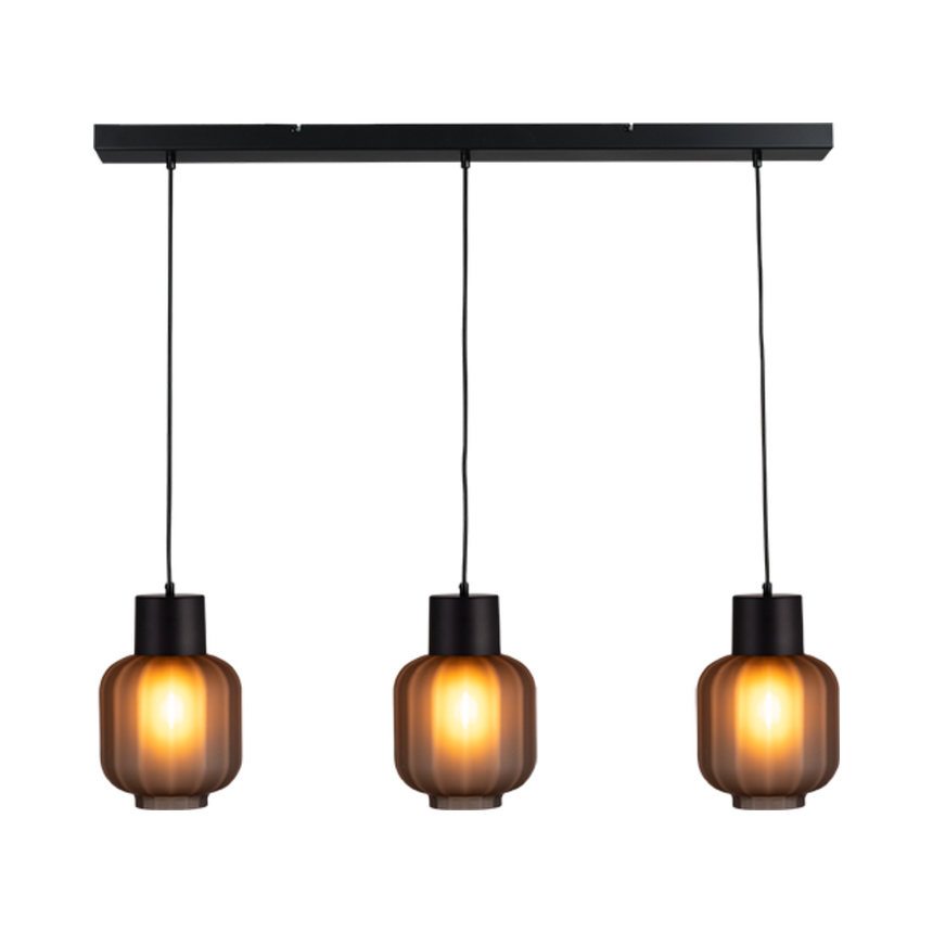 Lett Rib matt üveg függőlámpa fekete foglalattal