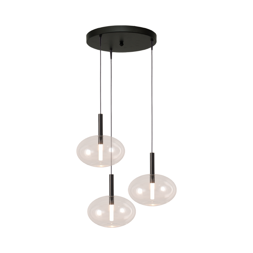Lido átlátszó üveg függőlámpa fekete foglalattal