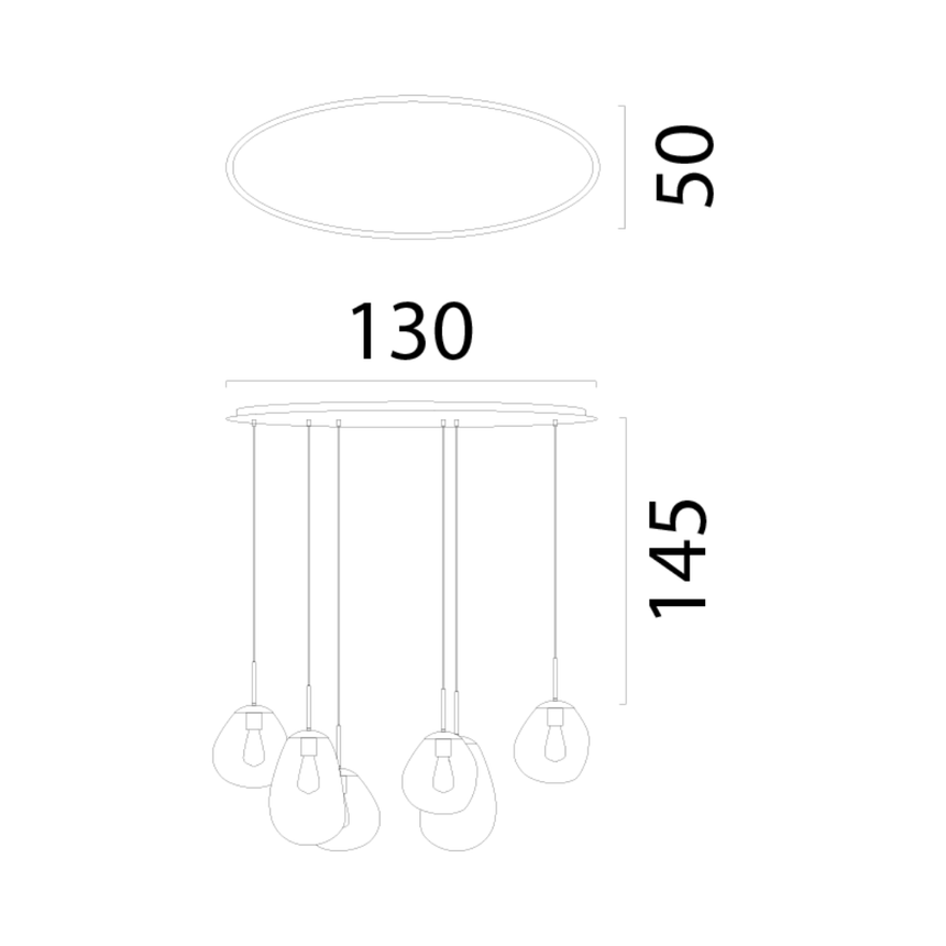 Lava 6 izzós arany üveg függőlámpa