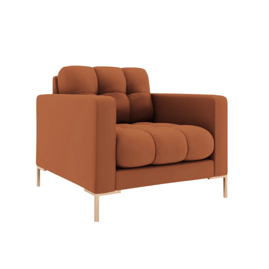 Mamaia fabric armchair with gold legs