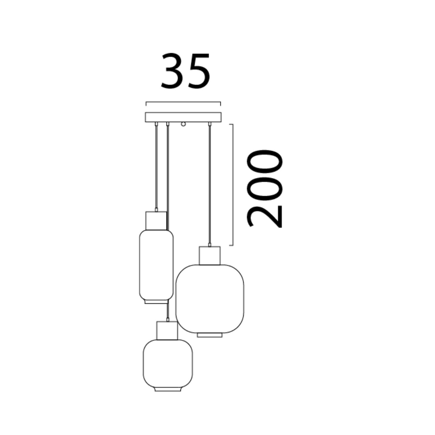 Lett üveg függőlámpa réz foglalattal
