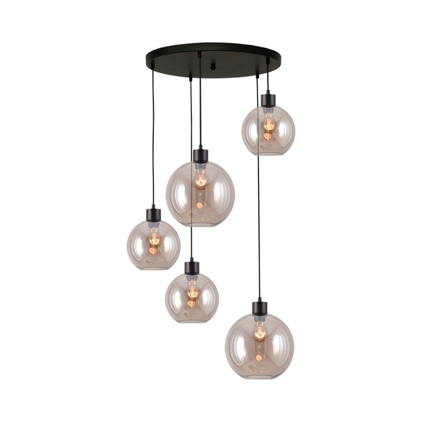 Lazise arany üveg függőlámpa fekete foglalattal