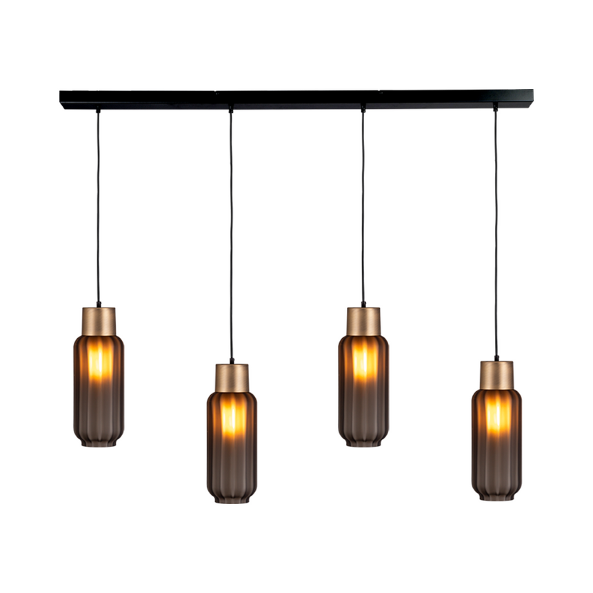 Lett Rib matt üveg függőlámpa réz foglalattal